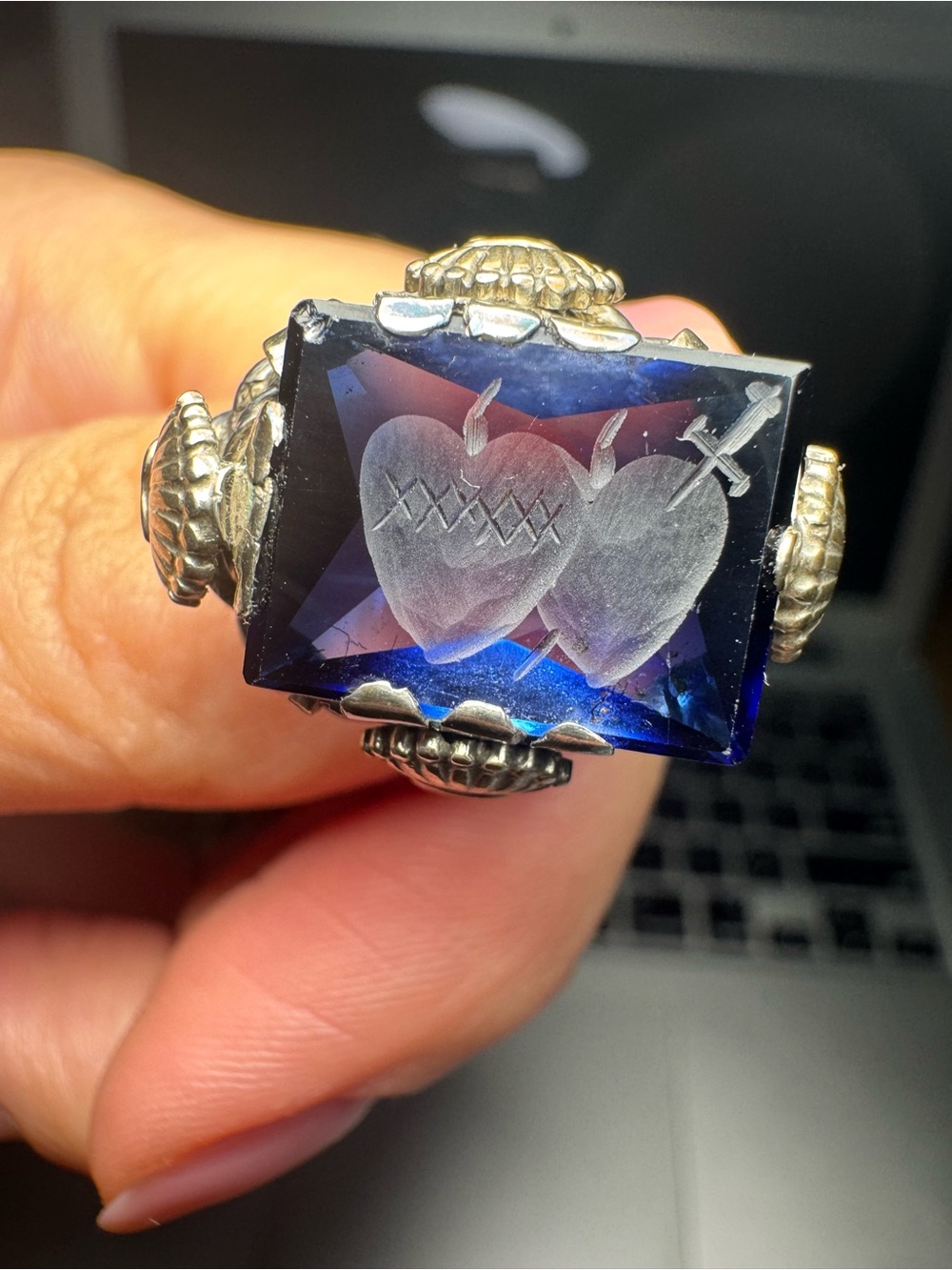 VINTAGE 950 SILVER STATEMENT RING - Picture 5 of 7